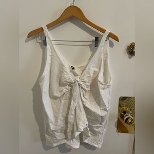 Zara white front bow tank top